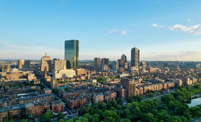 Boston centrum vanaf boven